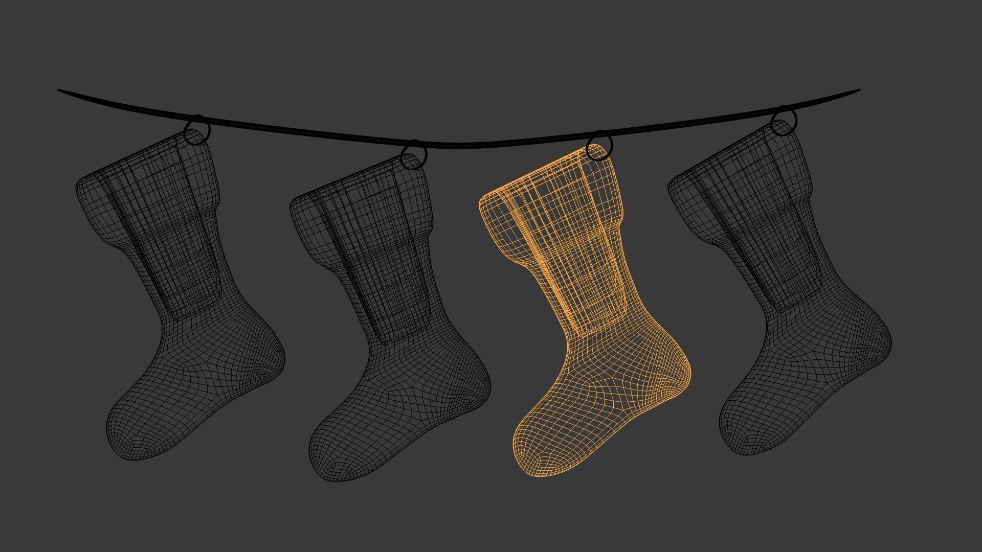 Christmas socks 3D model_4