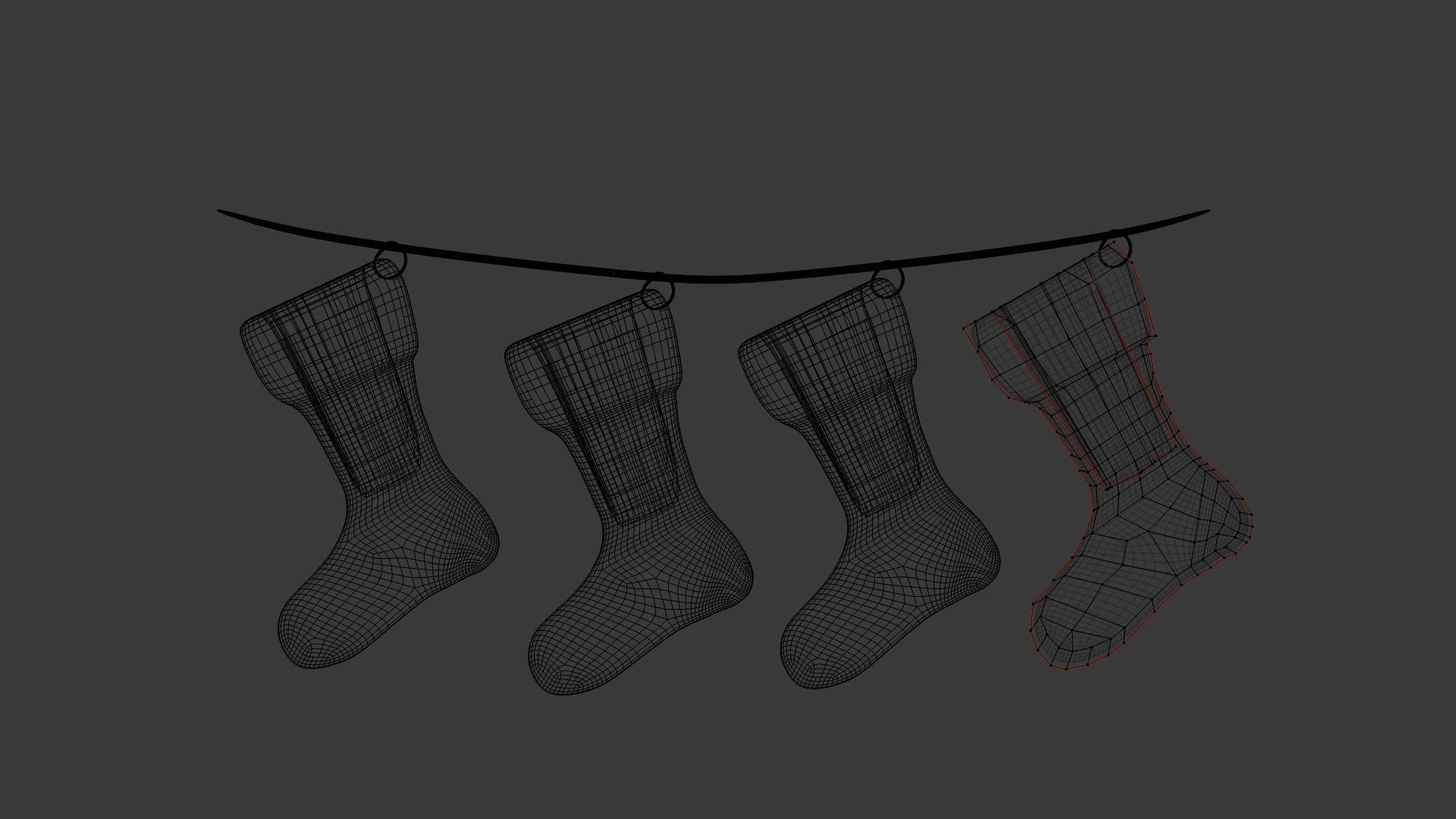 Christmas socks 3D model_7