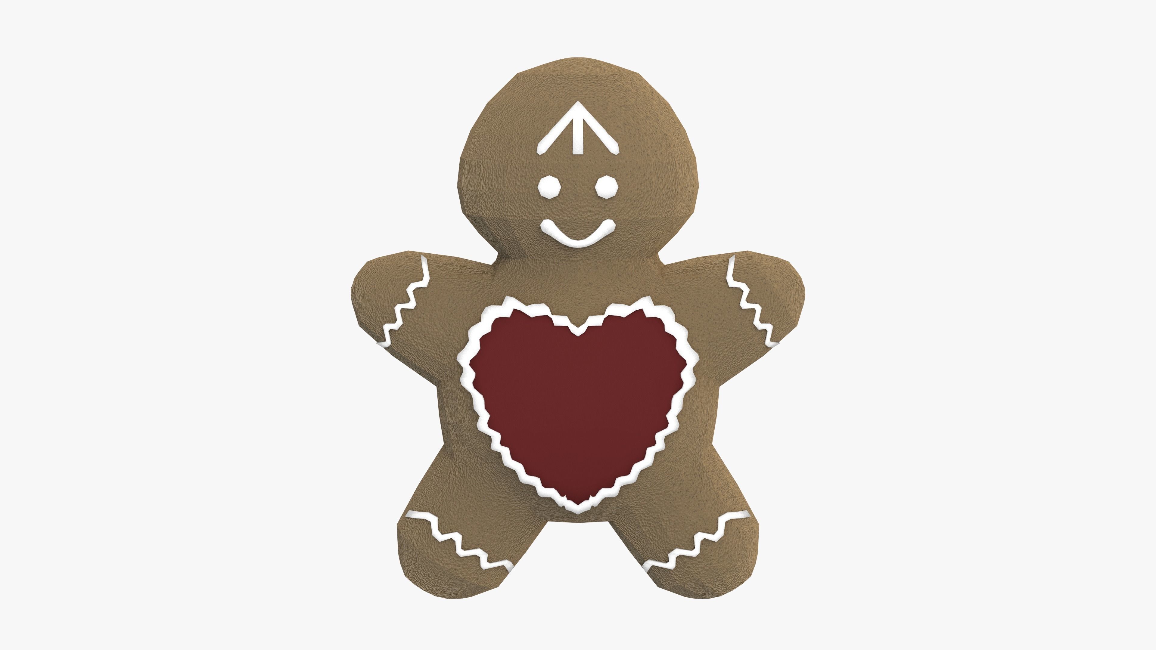 Gingerbread Man Low-poly 3D model_1