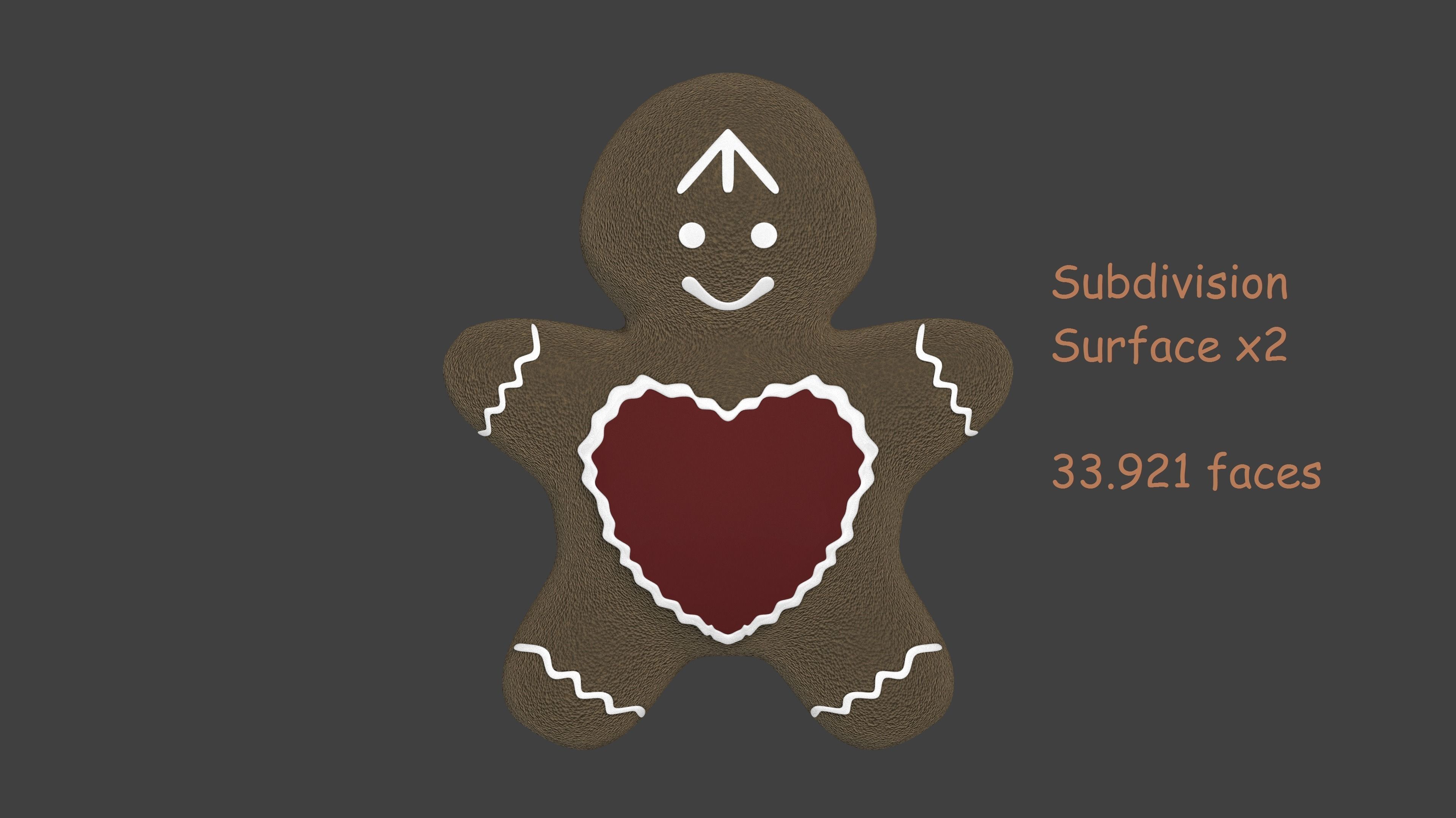 Gingerbread Man Low-poly 3D model_2