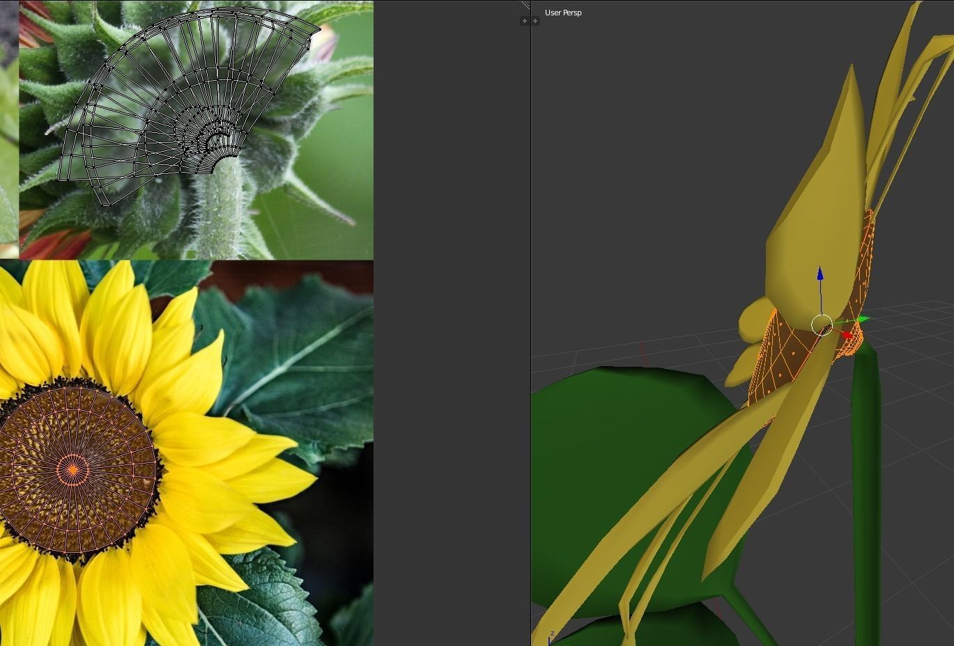 Sunflower Low-poly 3D model_12