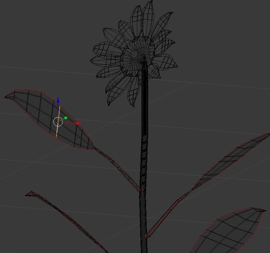 Sunflower Low-poly 3D model_3