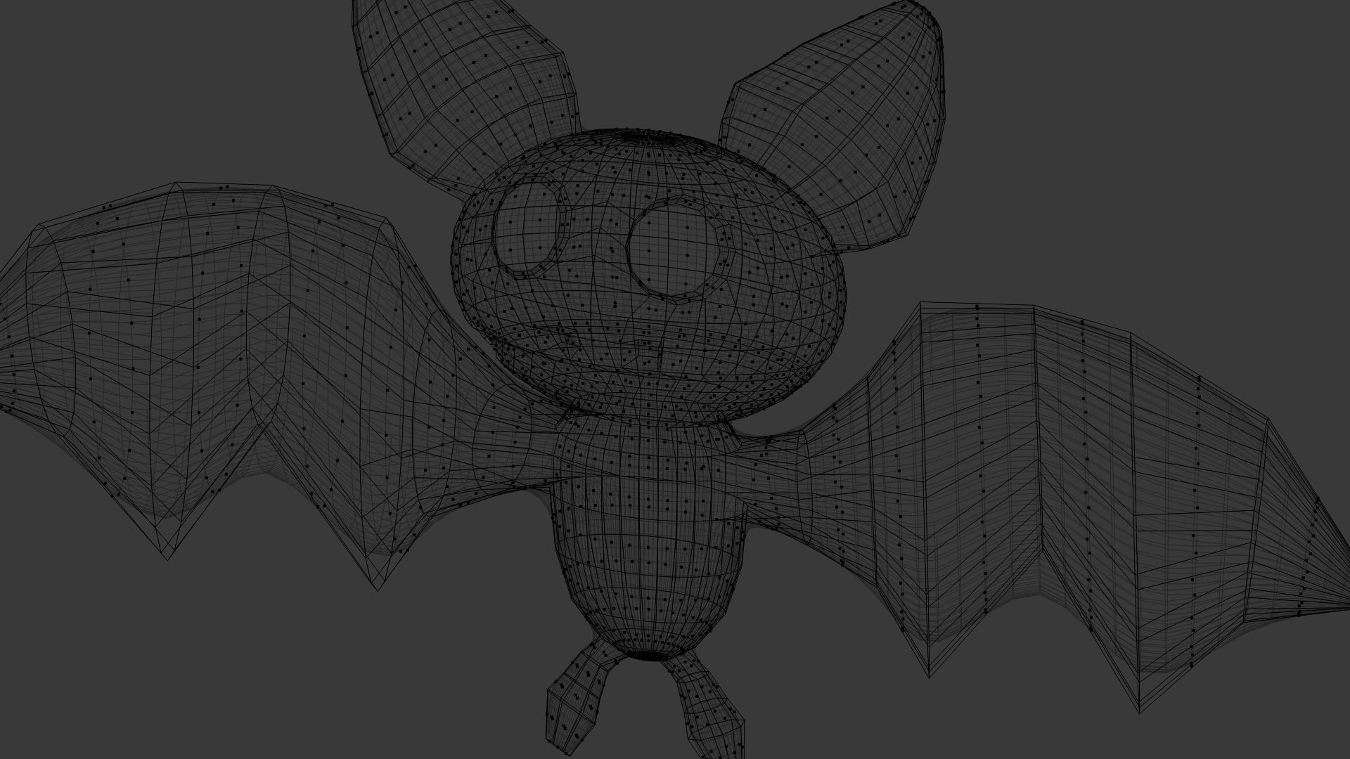 Cartoon bat Low-poly 3D model_9