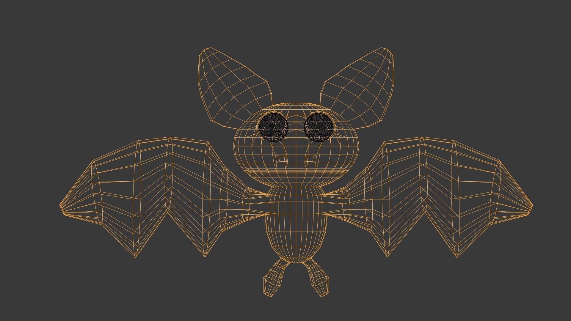 Cartoon bat Low-poly 3D model_10