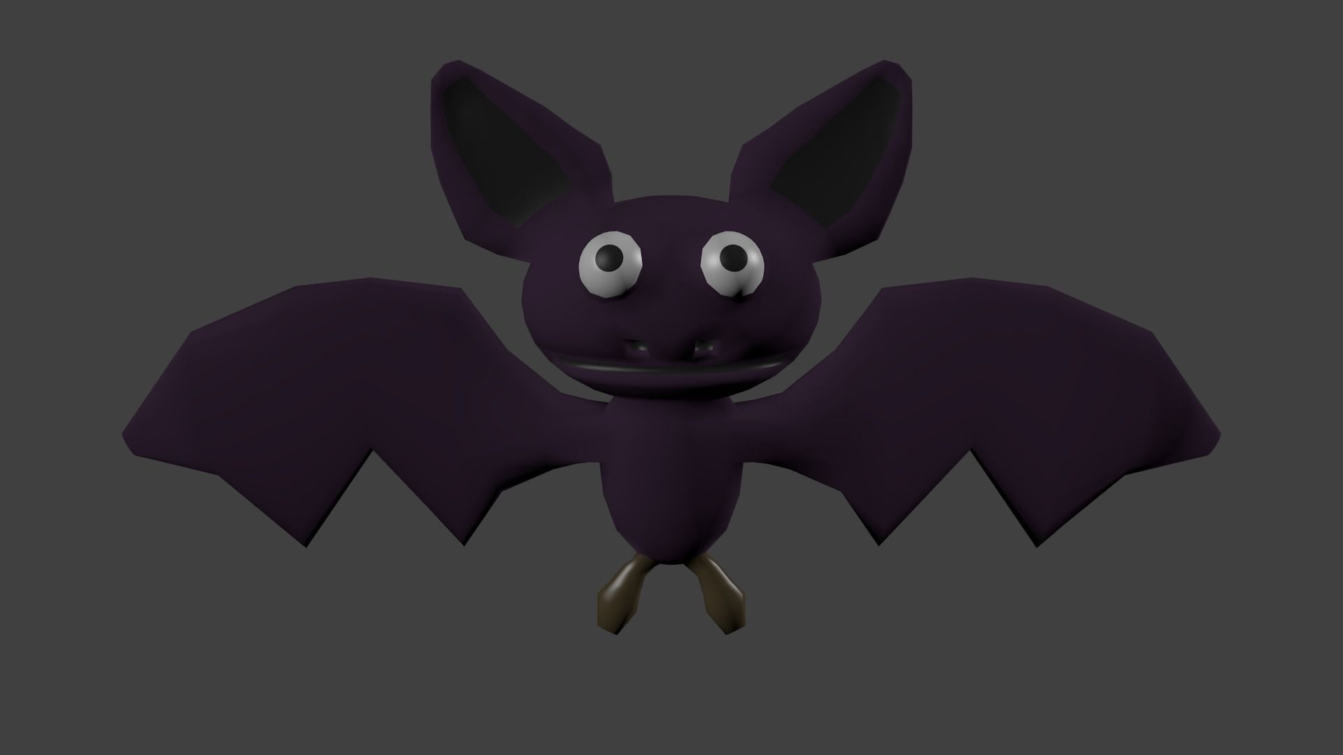 Cartoon bat Low-poly 3D model_4