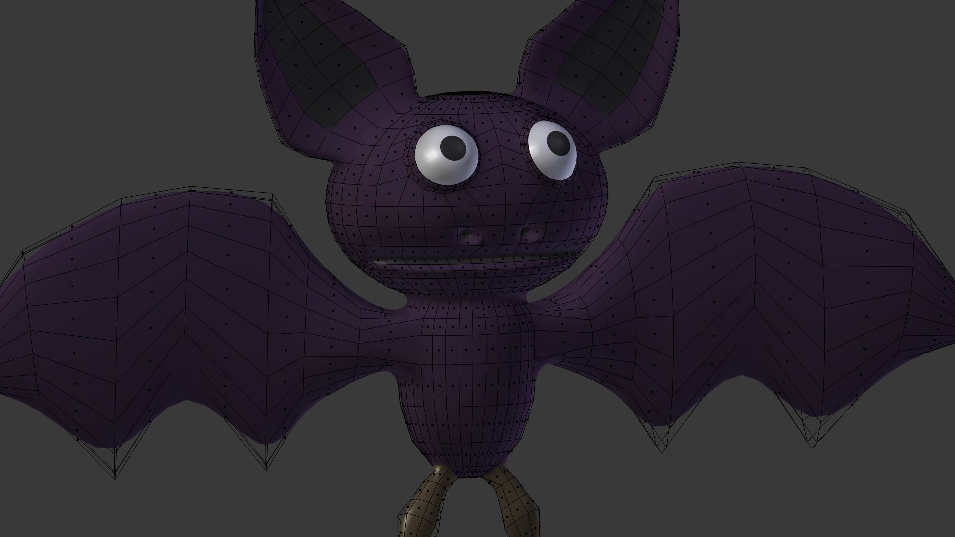Cartoon bat Low-poly 3D model_3