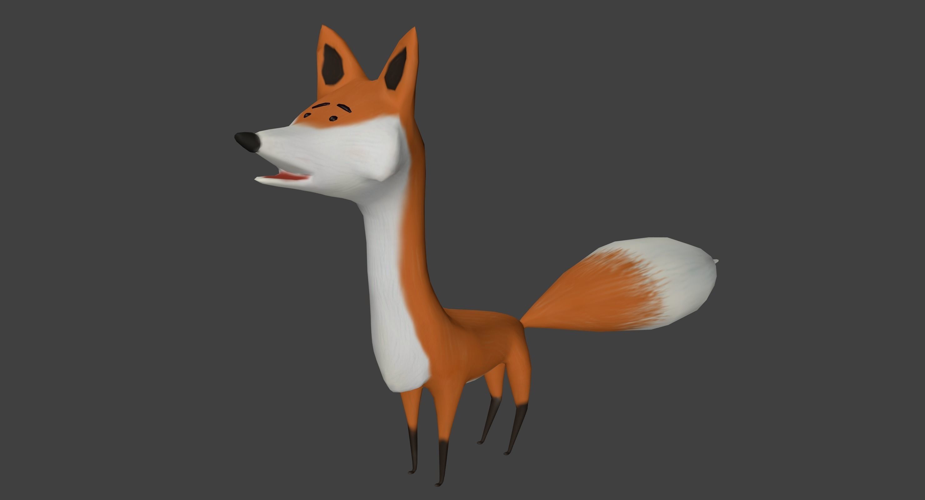 Cartoon fox Low-poly 3D model_6