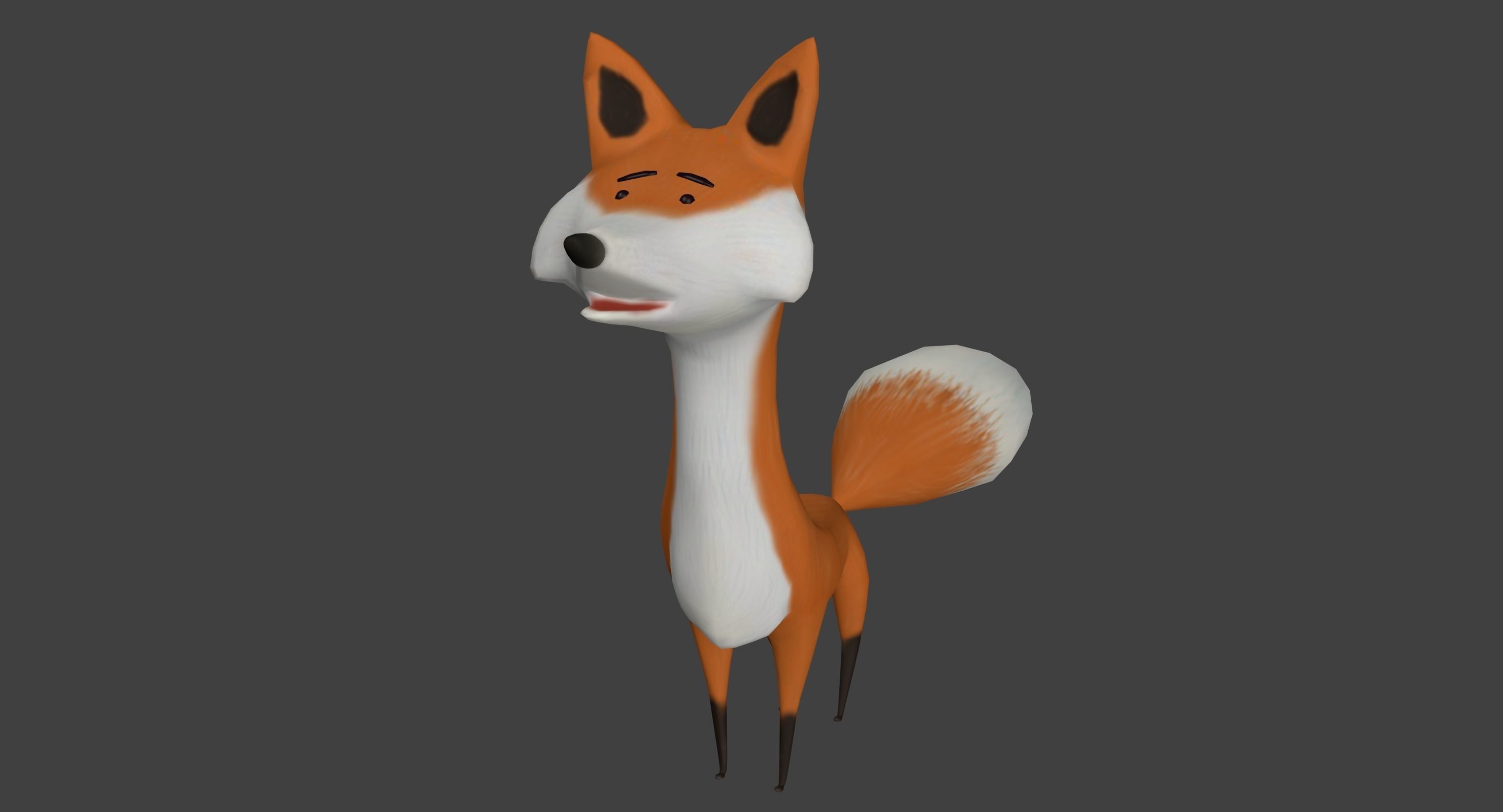 Cartoon fox Low-poly 3D model_5