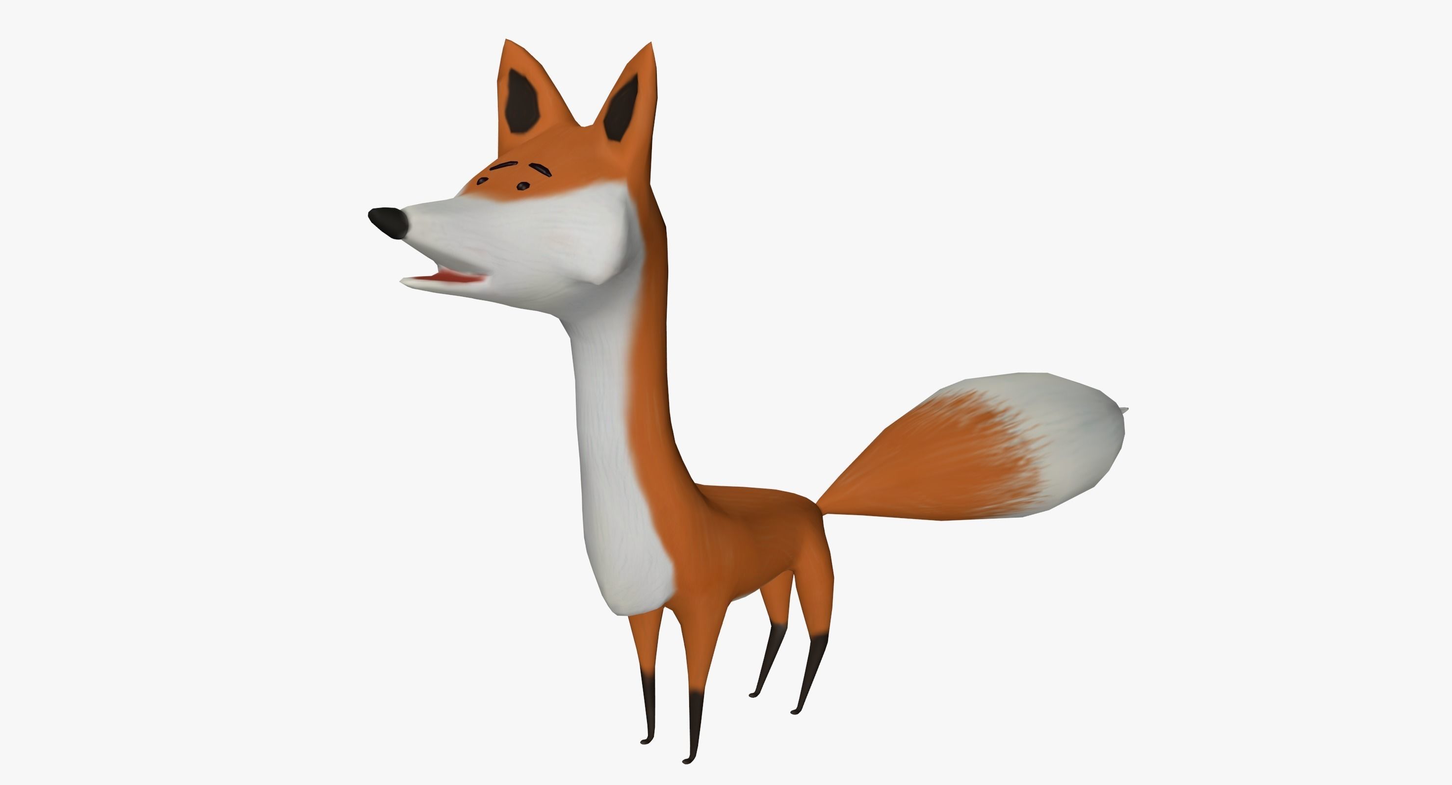 Cartoon fox Low-poly 3D model_0
