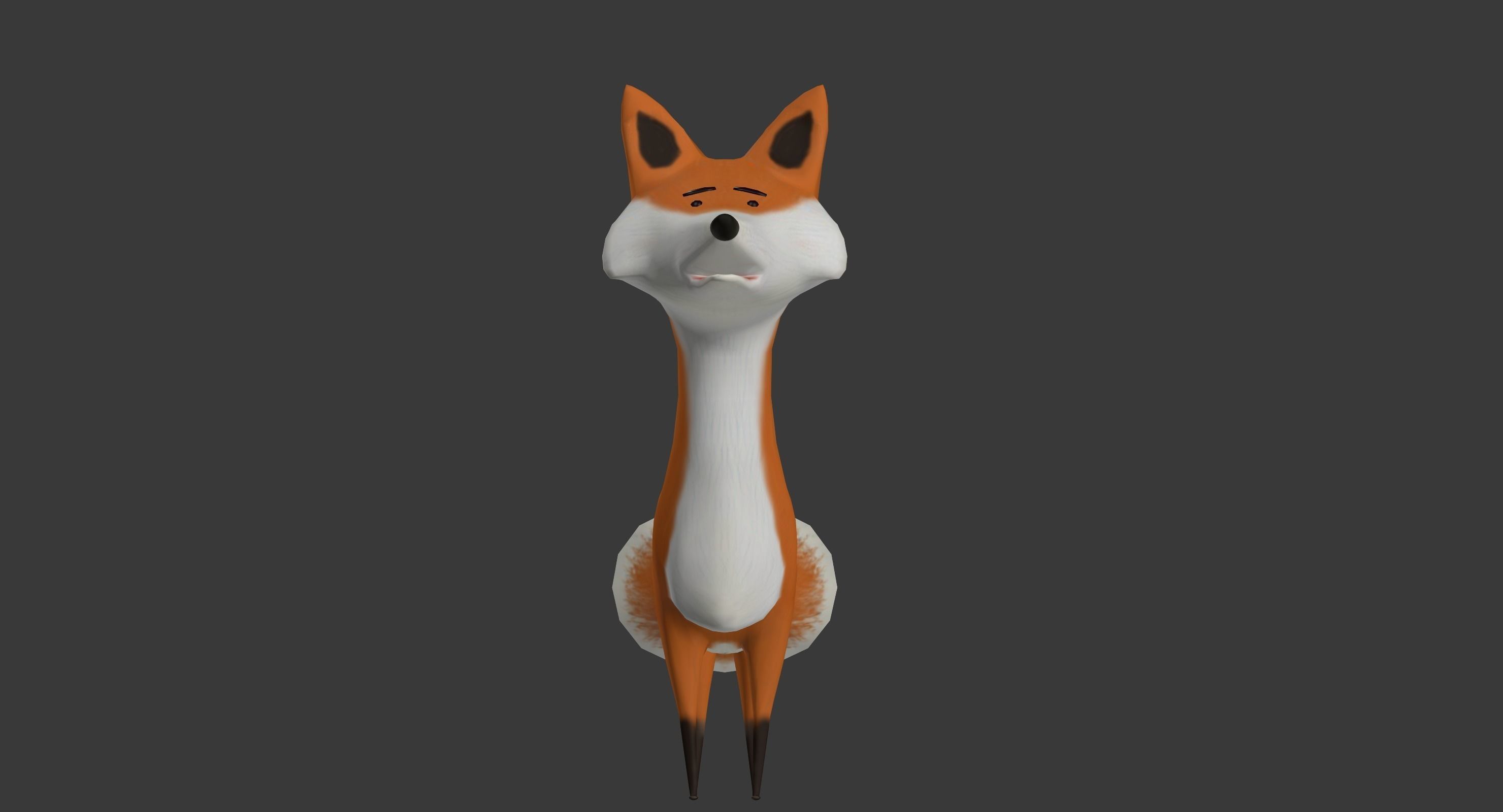 Cartoon fox Low-poly 3D model_3