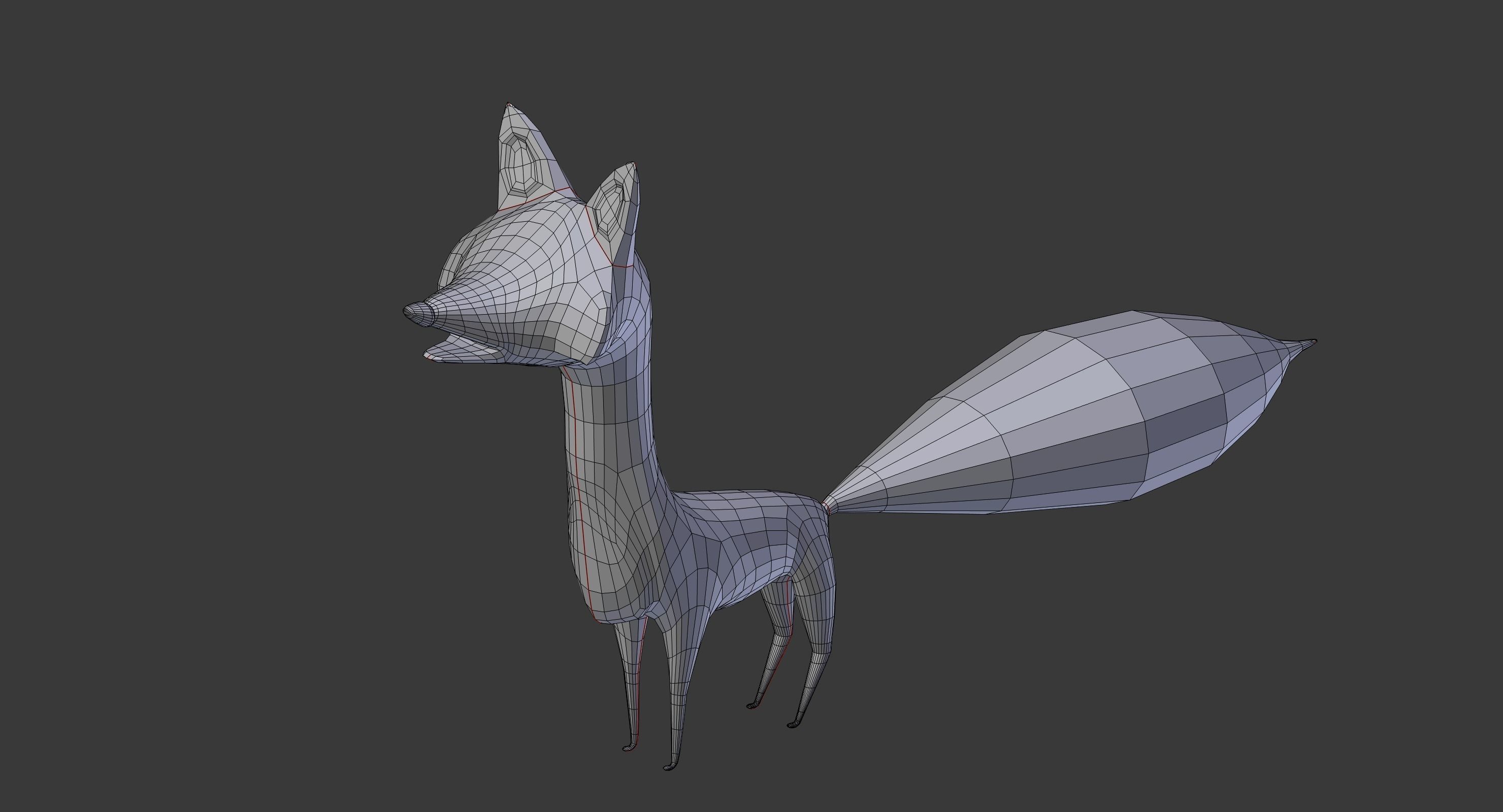 Cartoon fox Low-poly 3D model_13