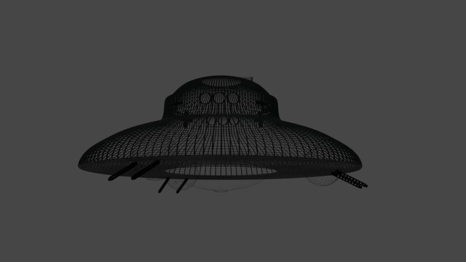 Haunebu 2 ufo flying in sky 3D model_5