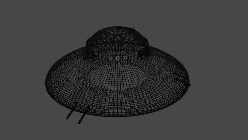 Haunebu 2 ufo flying in sky 3D model_4