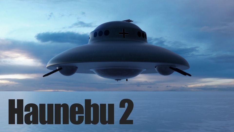 Haunebu 2 ufo flying in sky 3D model_0