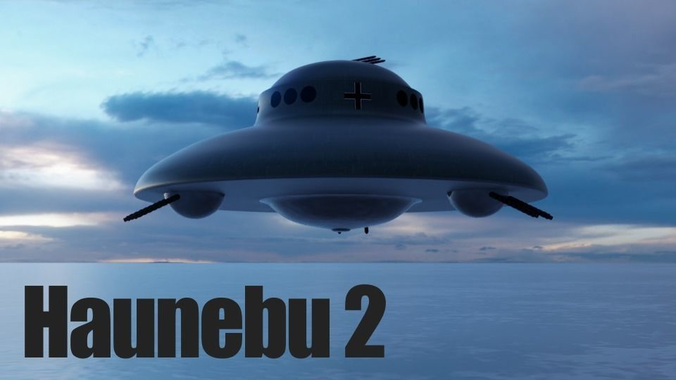 Haunebu 2 ufo flying in sky 3D model