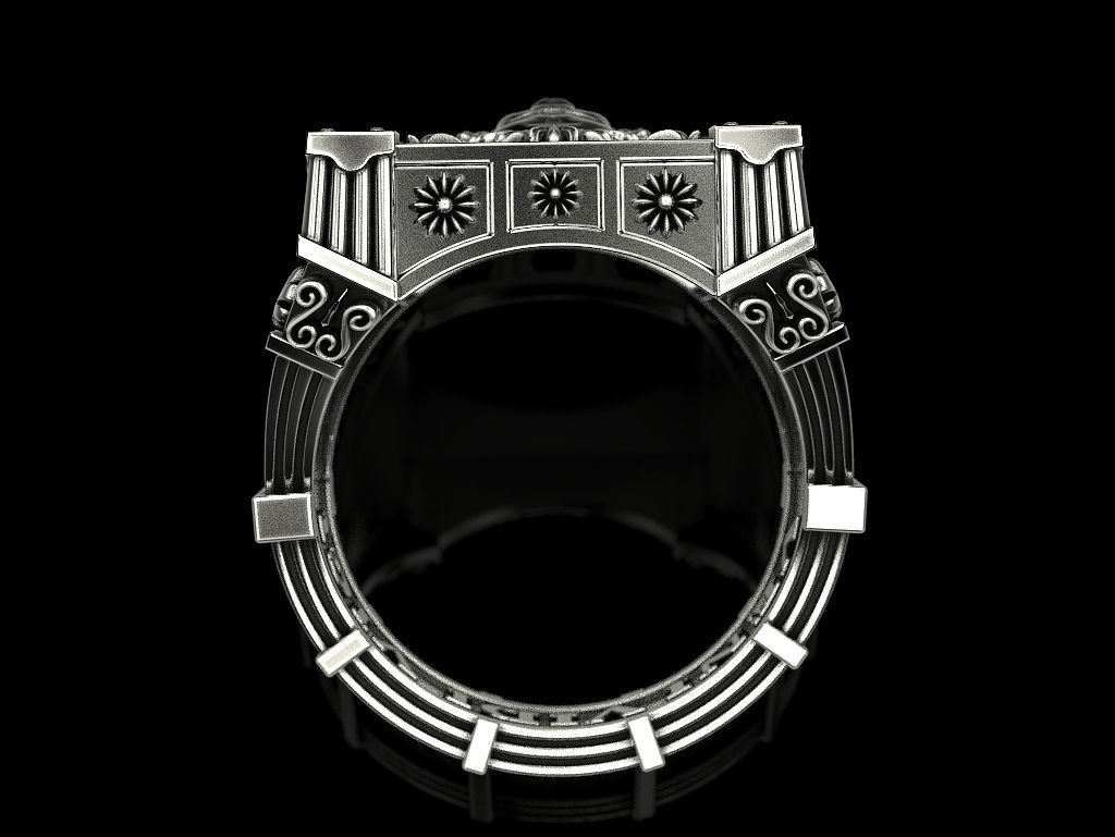 Ring with Lion and heraldic lilies veni vidi vici 3D print model_21