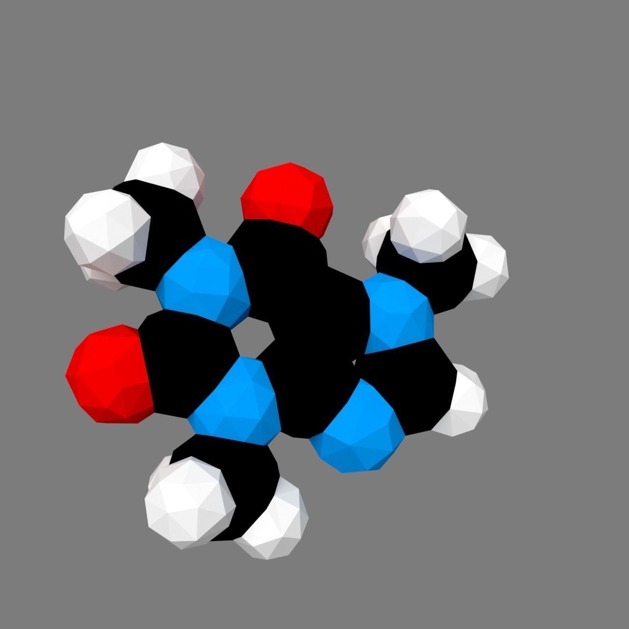 Caffeine molecule 3D print model_5