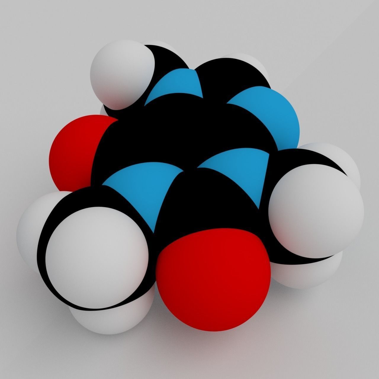 Caffeine molecule 3D print model_3