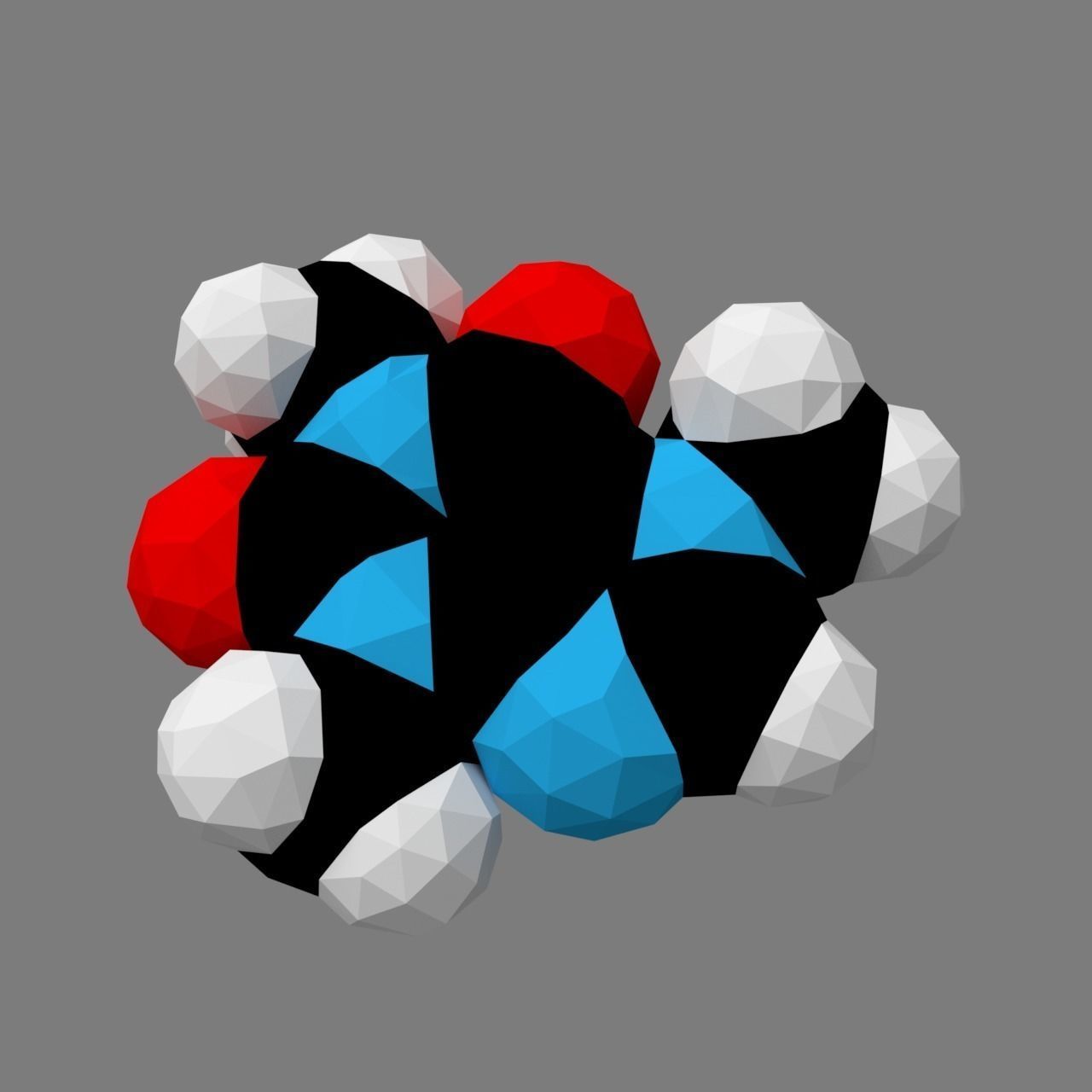 Caffeine molecule 3D print model_6