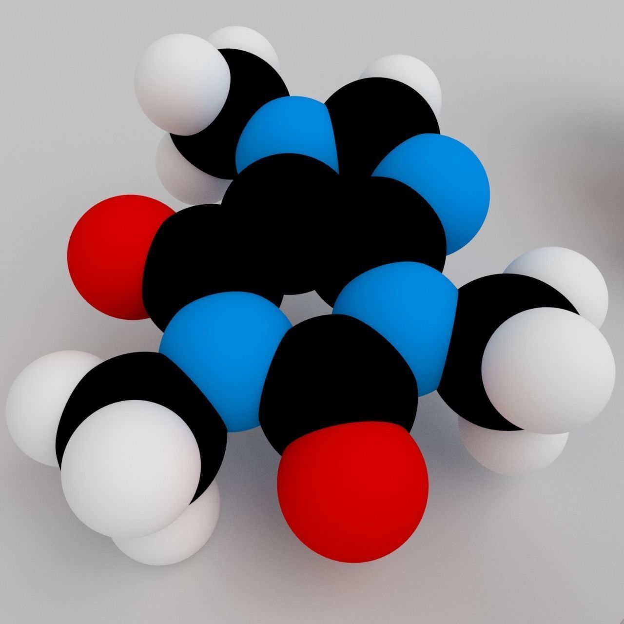 Caffeine molecule 3D print model_2