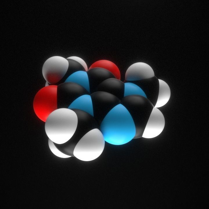 Caffeine molecule 3D print model_11