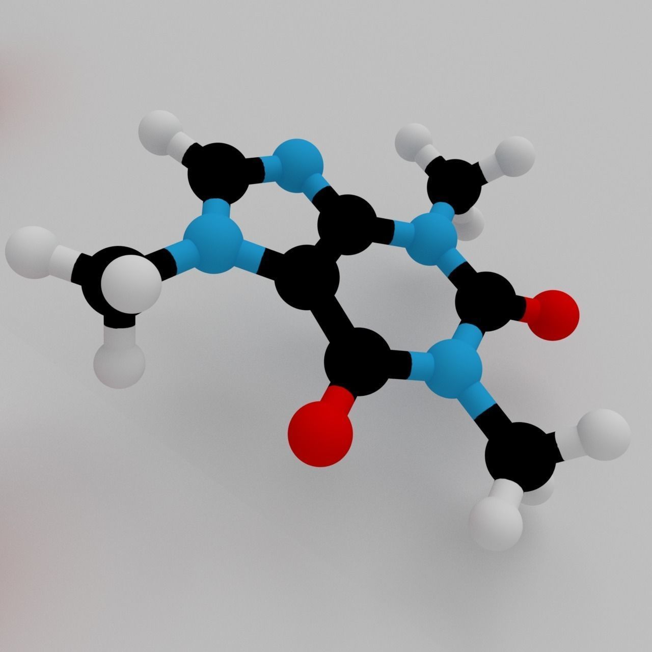 Caffeine molecule 3D print model_4