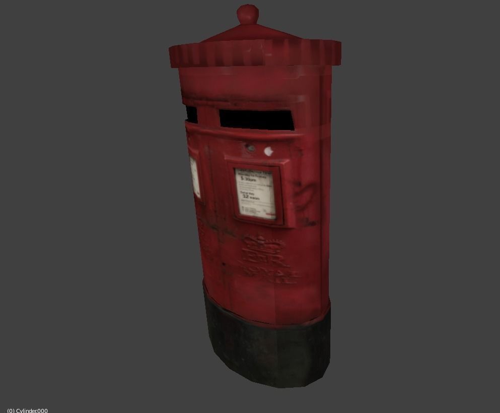 London Postbox low poly Free low-poly 3D model_1