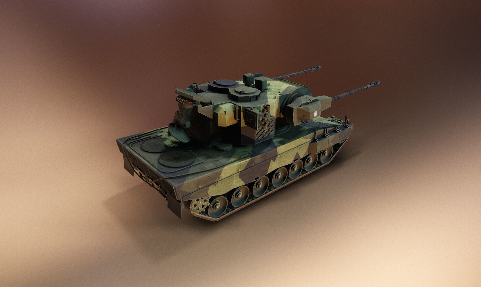 Leopard 2 Marksman - Finnish Anti-Air Vehicle Low-poly 3D model_10