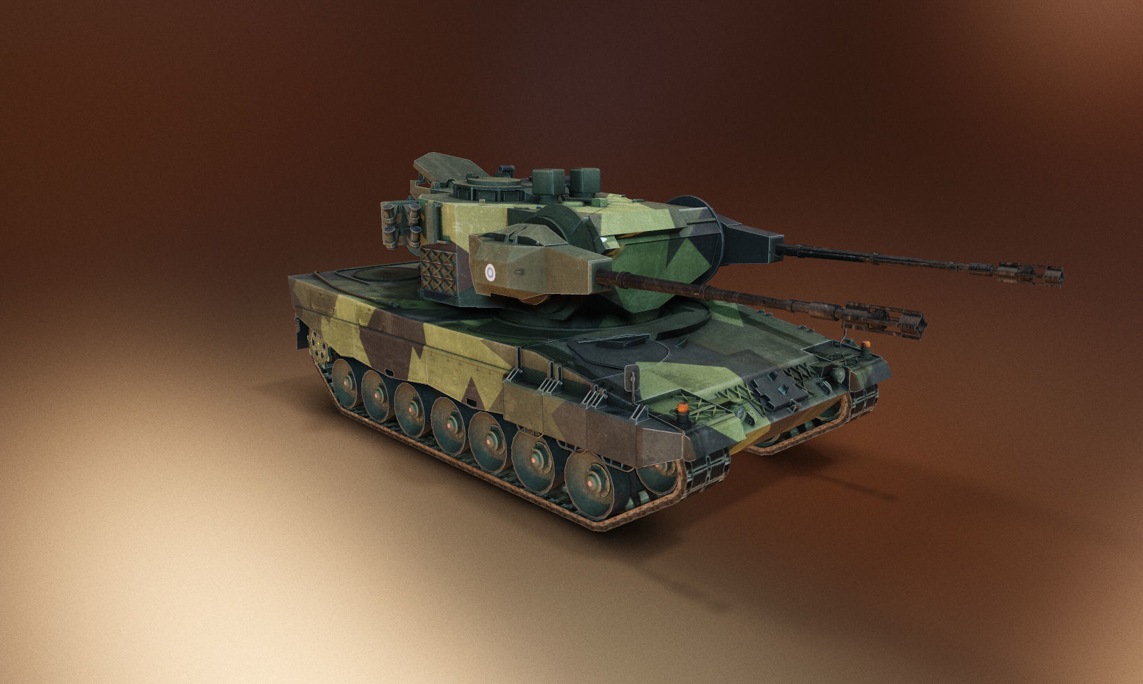 Leopard 2 Marksman - Finnish Anti-Air Vehicle Low-poly 3D model_7