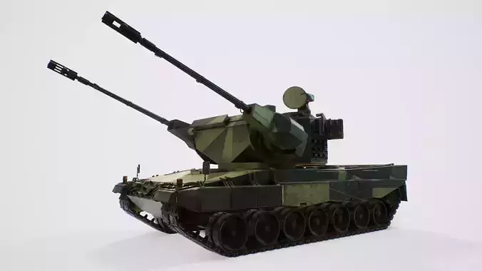 Leopard 2 Marksman - Finnish Anti-Air Vehicle Low-poly 3D model