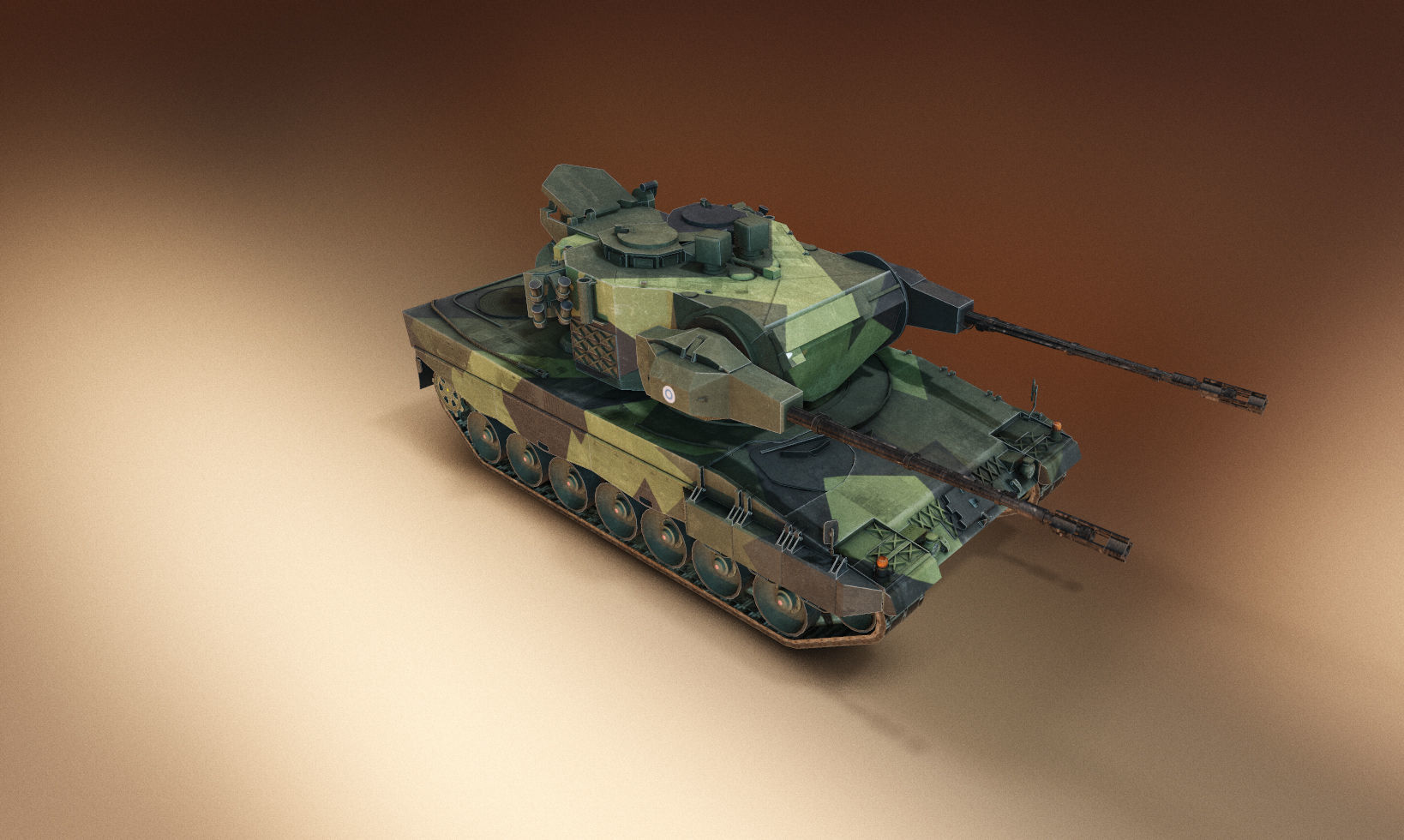 Leopard 2 Marksman - Finnish Anti-Air Vehicle Low-poly 3D model_9