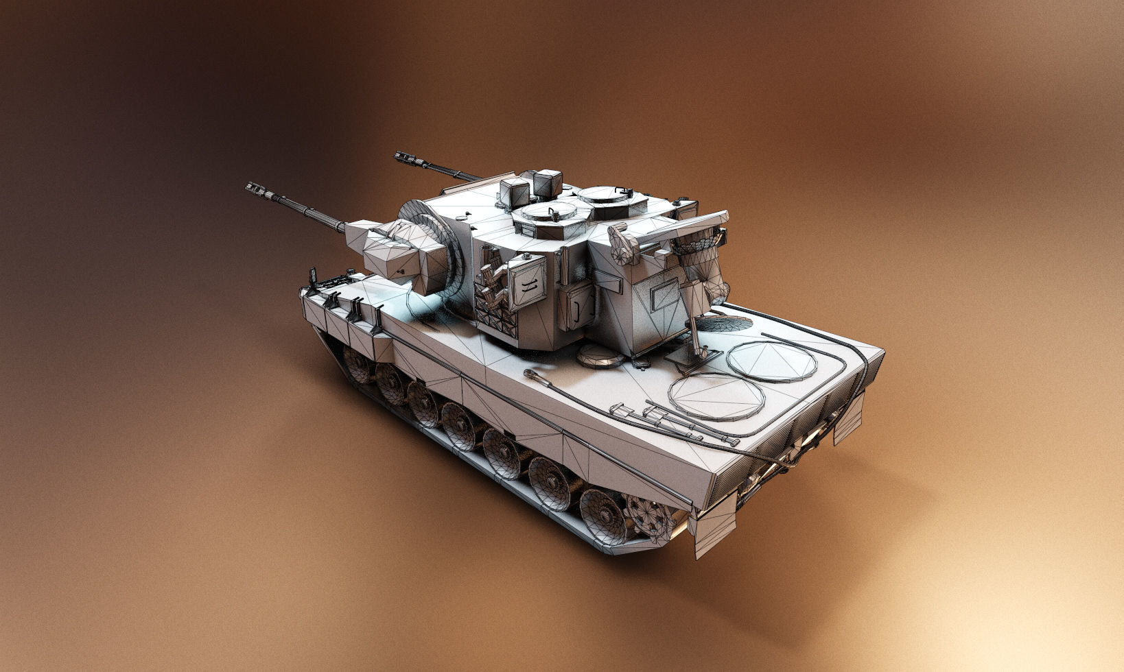 Leopard 2 Marksman - Finnish Anti-Air Vehicle Low-poly 3D model_13