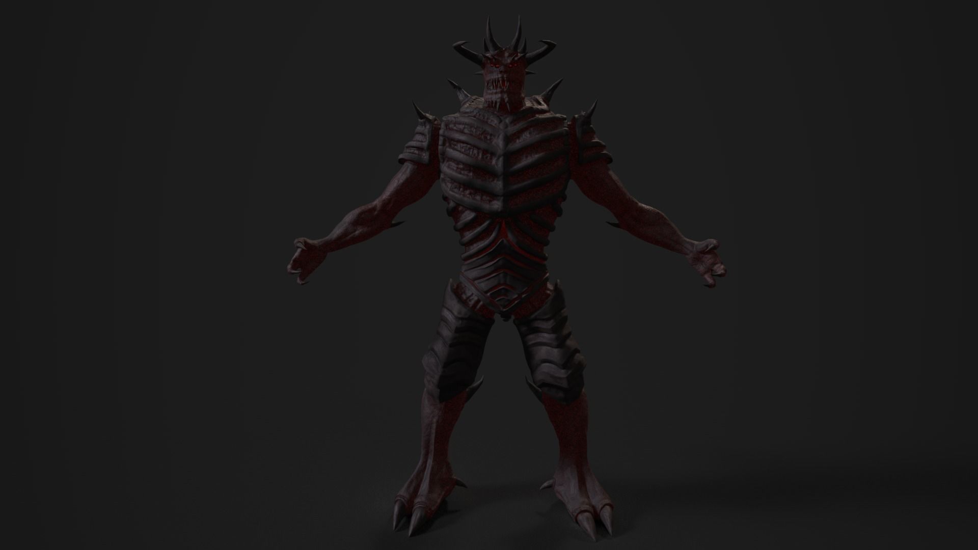 Monster demon Low-poly 3D model_0
