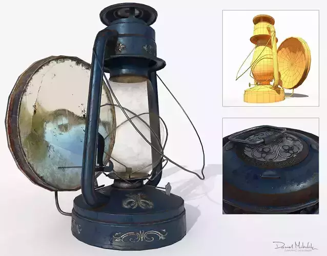 Old Oil Lamp PBR Low Poly