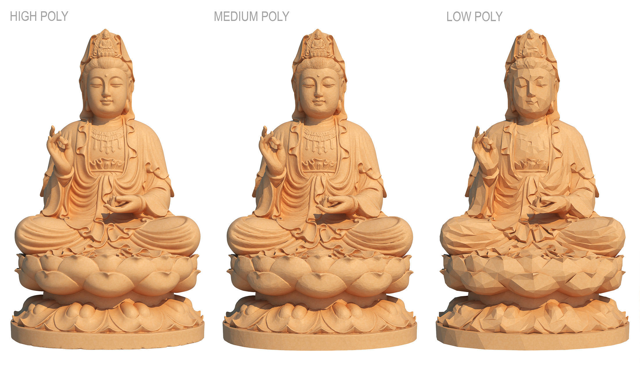 buddha statue collection 3D model_5