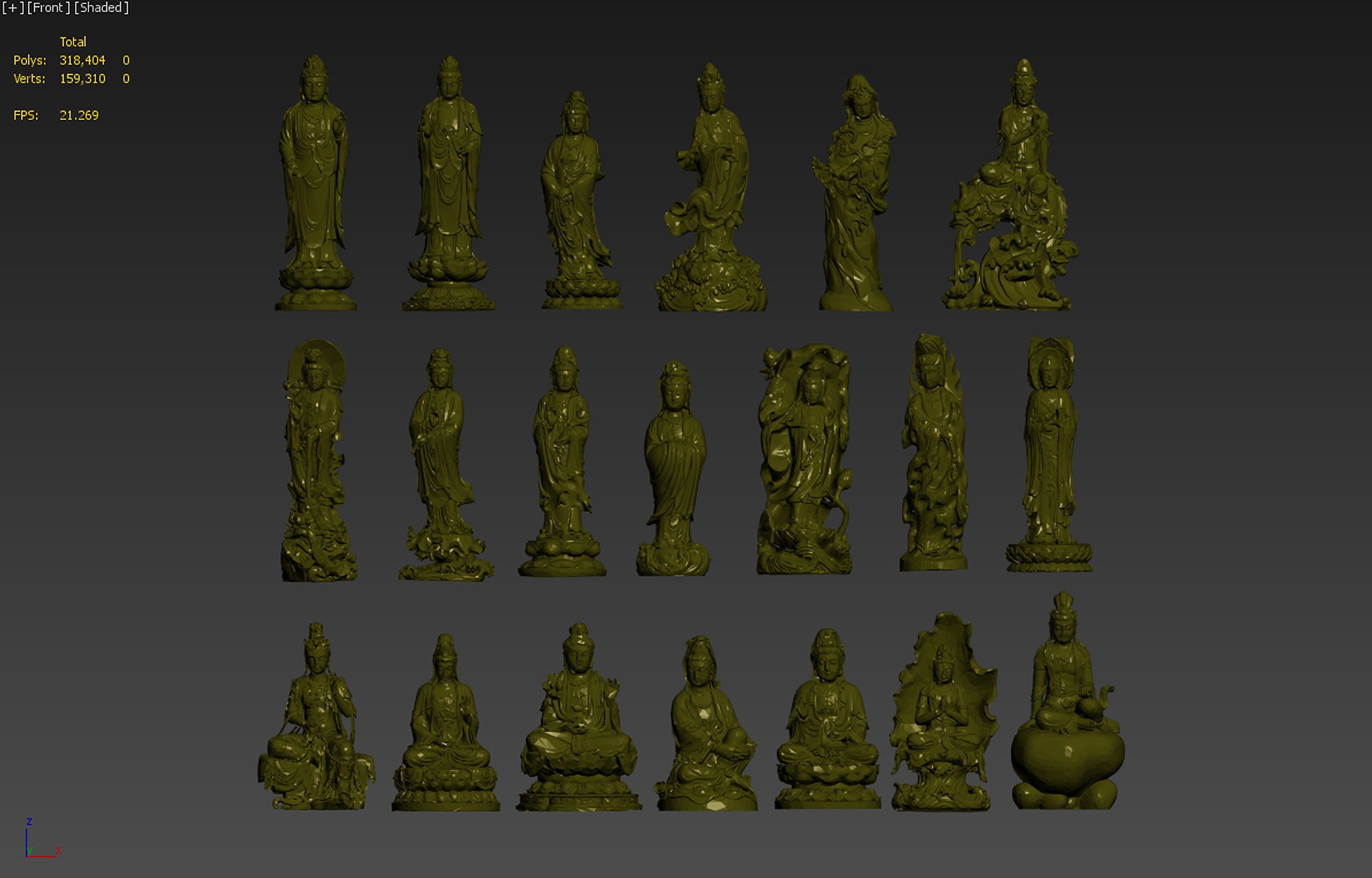 buddha statue collection 3D model_9