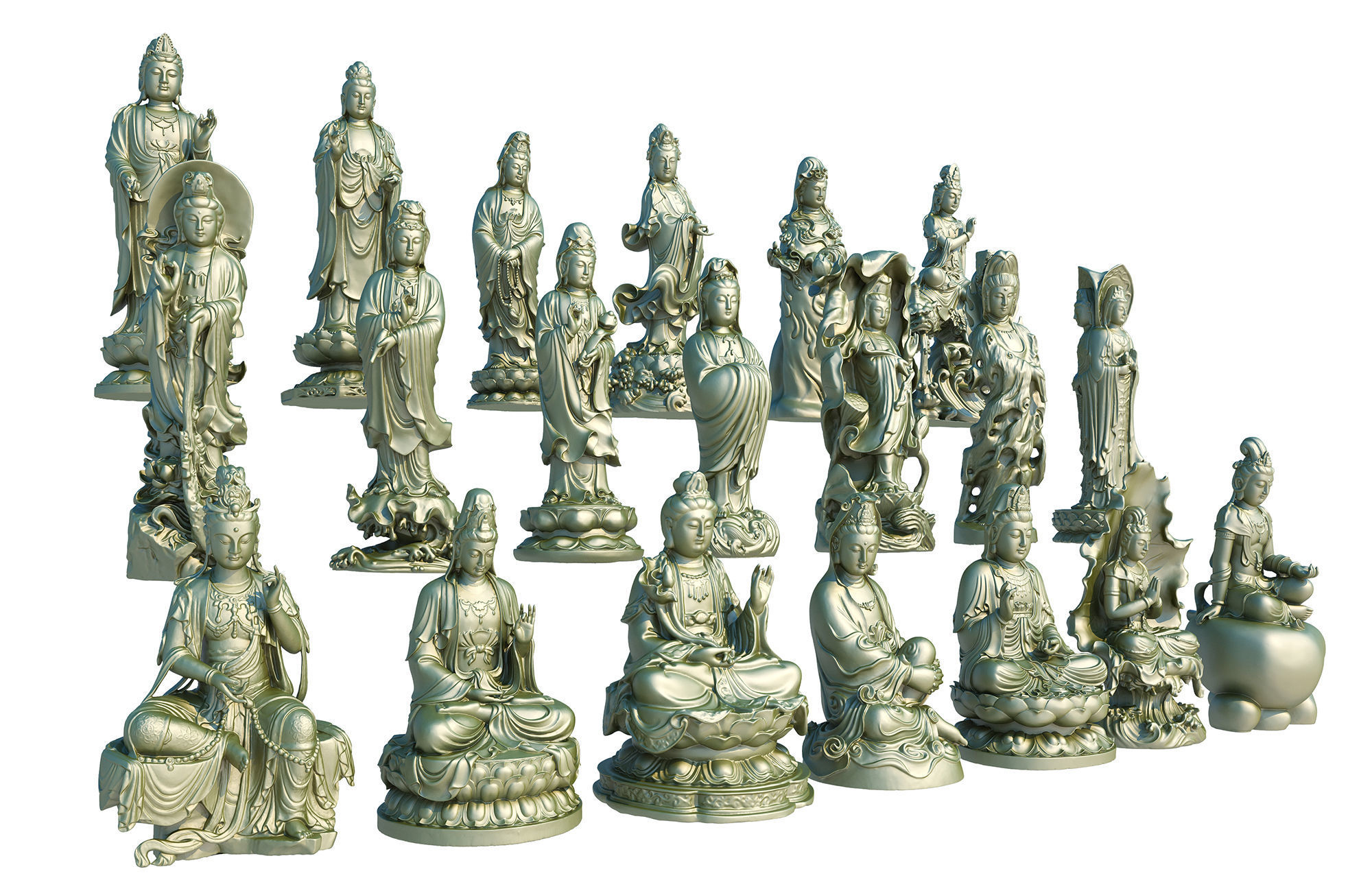 buddha statue collection 3D model_6