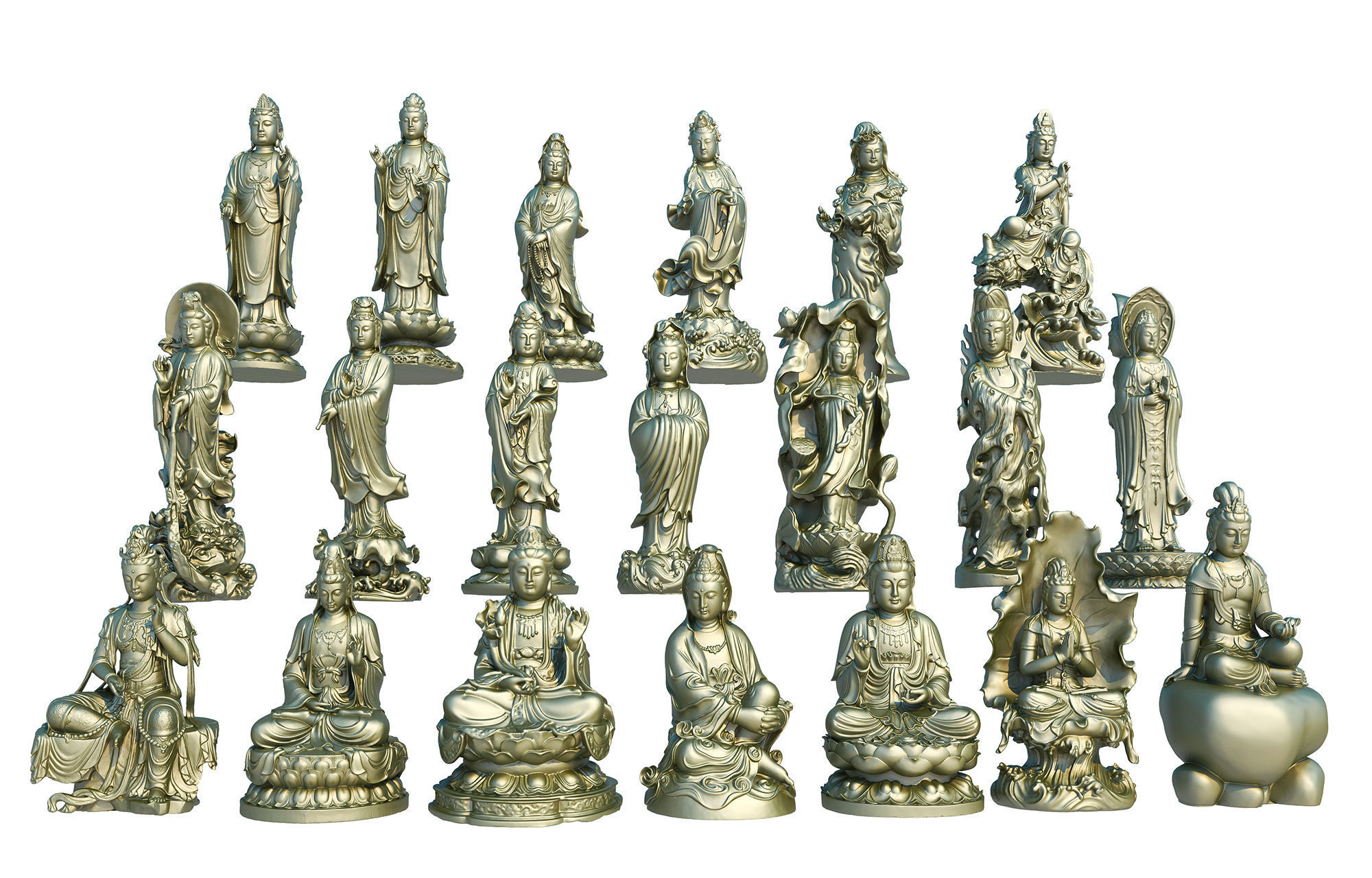 buddha statue collection 3D model_1