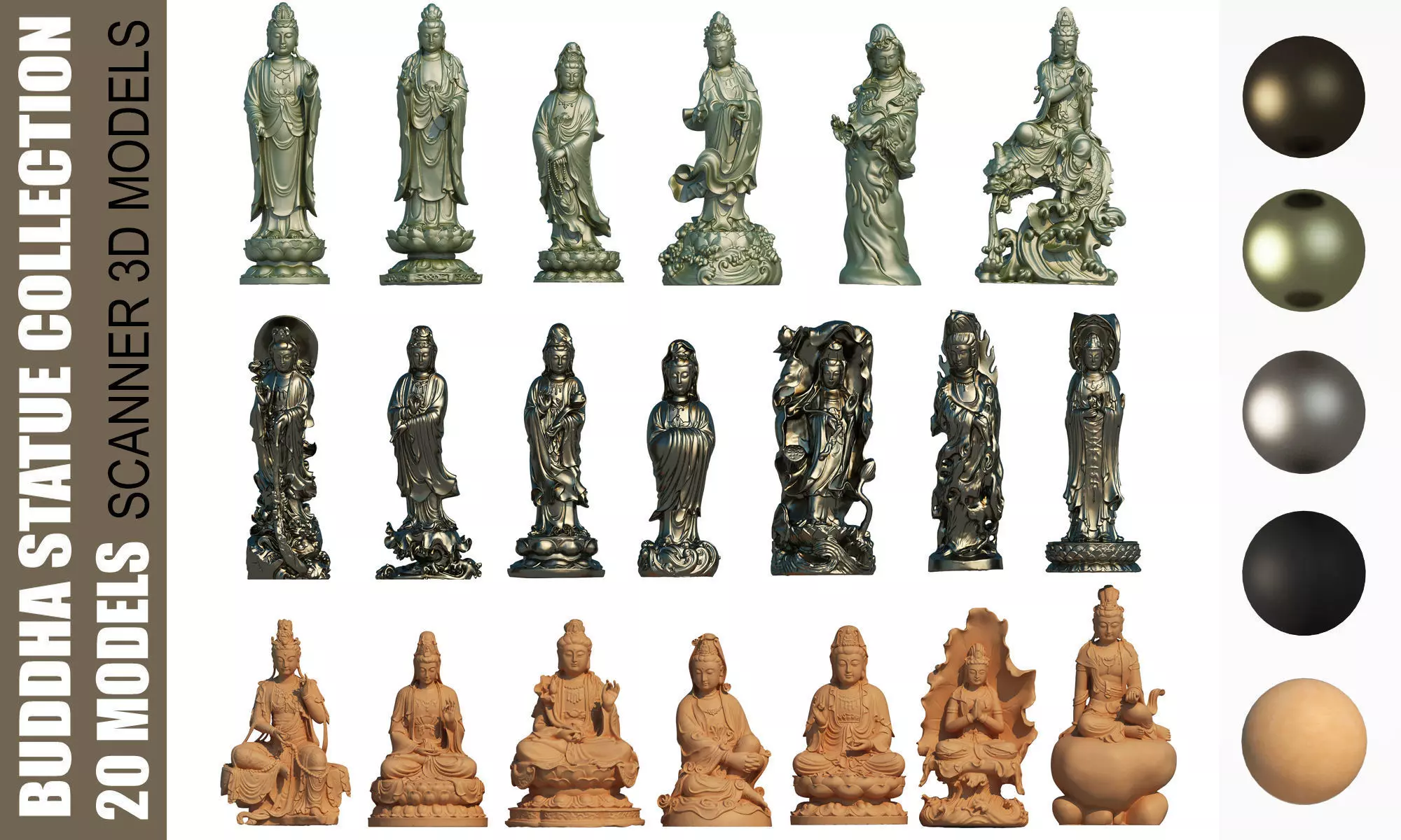 buddha statue collection 3D model_0