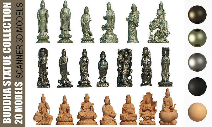 buddha statue collection 3D model