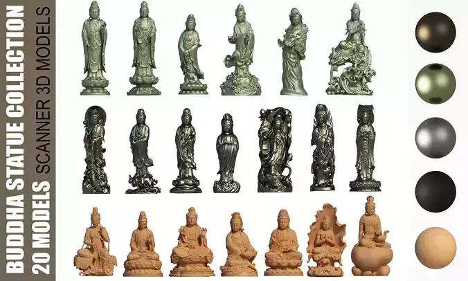 buddha statue collection 3D model