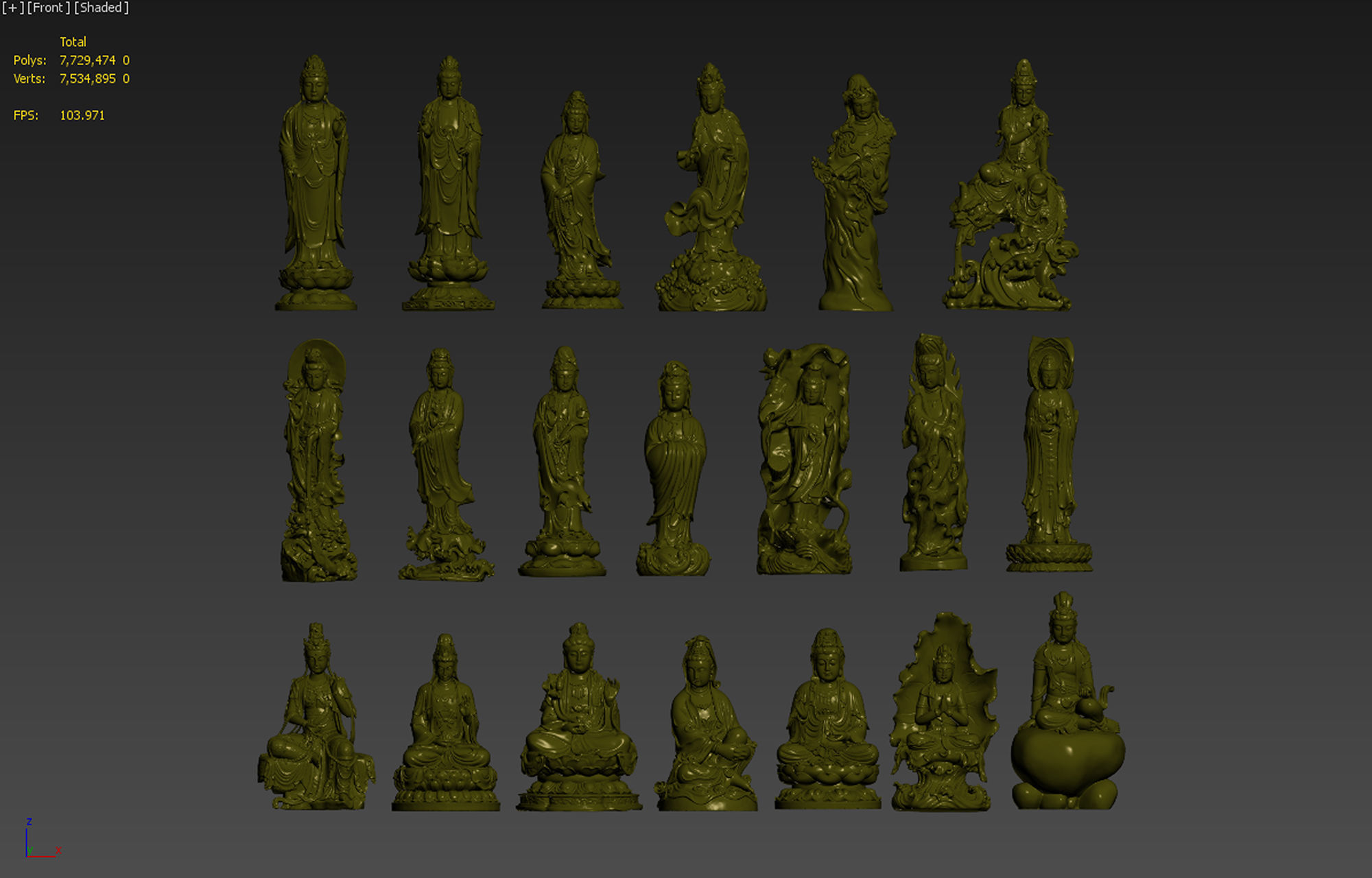 buddha statue collection 3D model_7