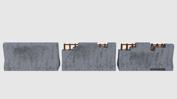 Concrete Road Blocks - Game Ready