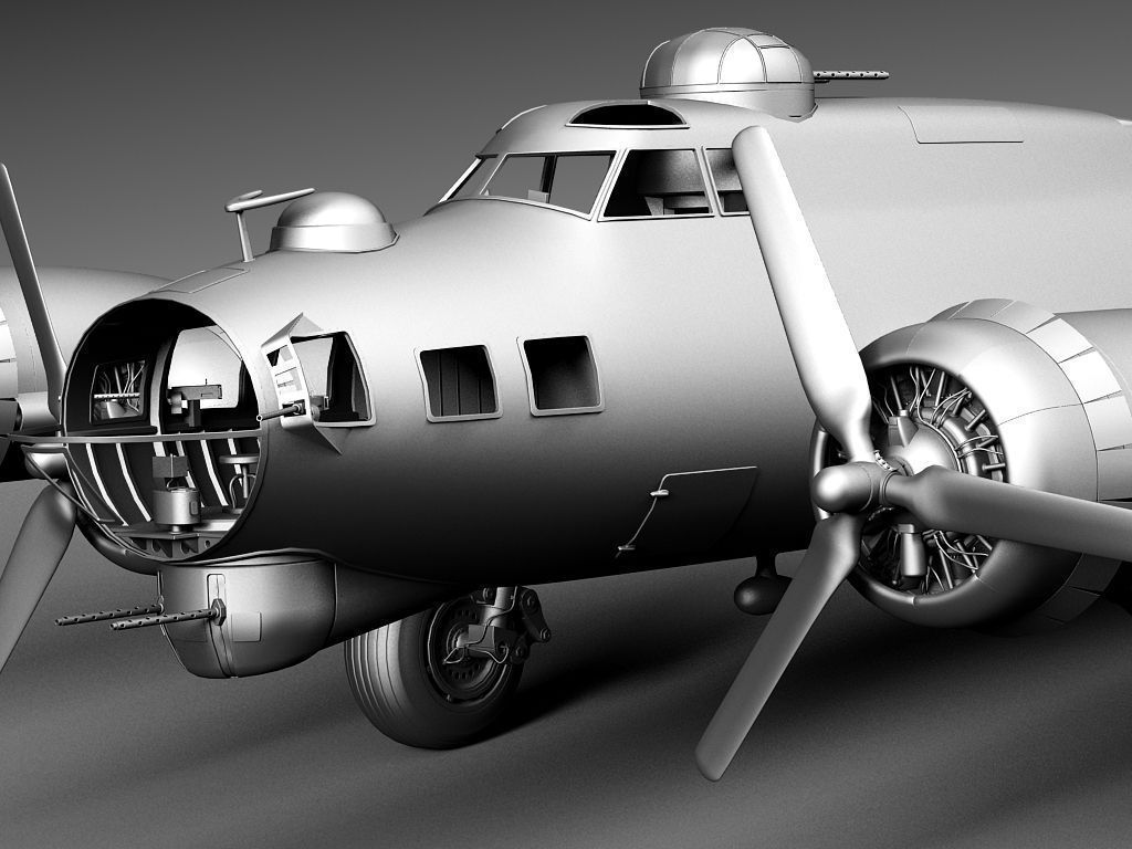 Boeing B-17 Super Fortress Bomber 3D Model MAX OBJ 3DS FBX C4D LWO LW