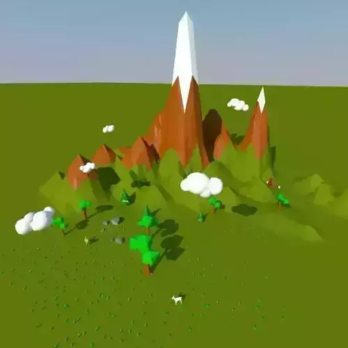 Low Poly Landscape scene Low-poly 3D model