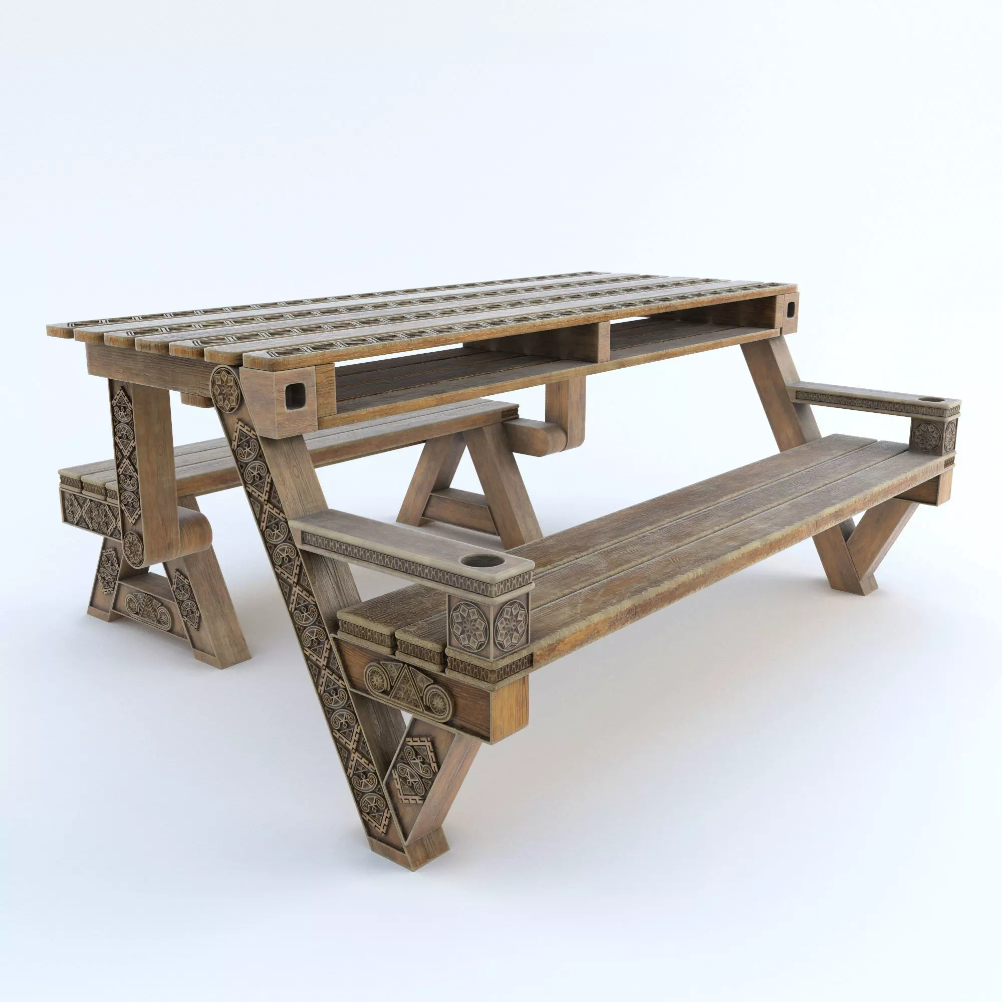 Transformer bench table with carving 3D print model