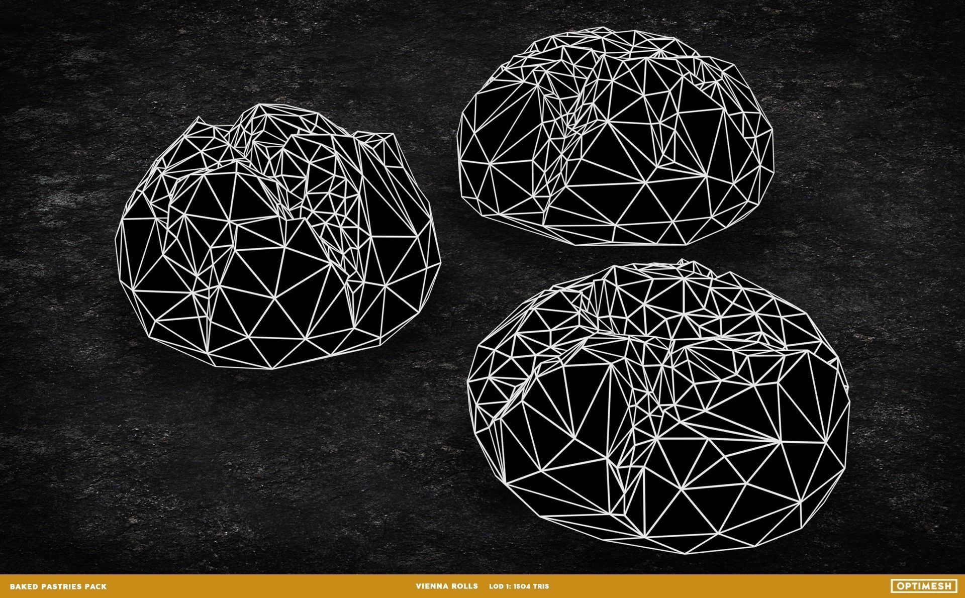 Baked Pastries Bread Buns Rolls 3D PBR Pack Low-poly 3D model_33