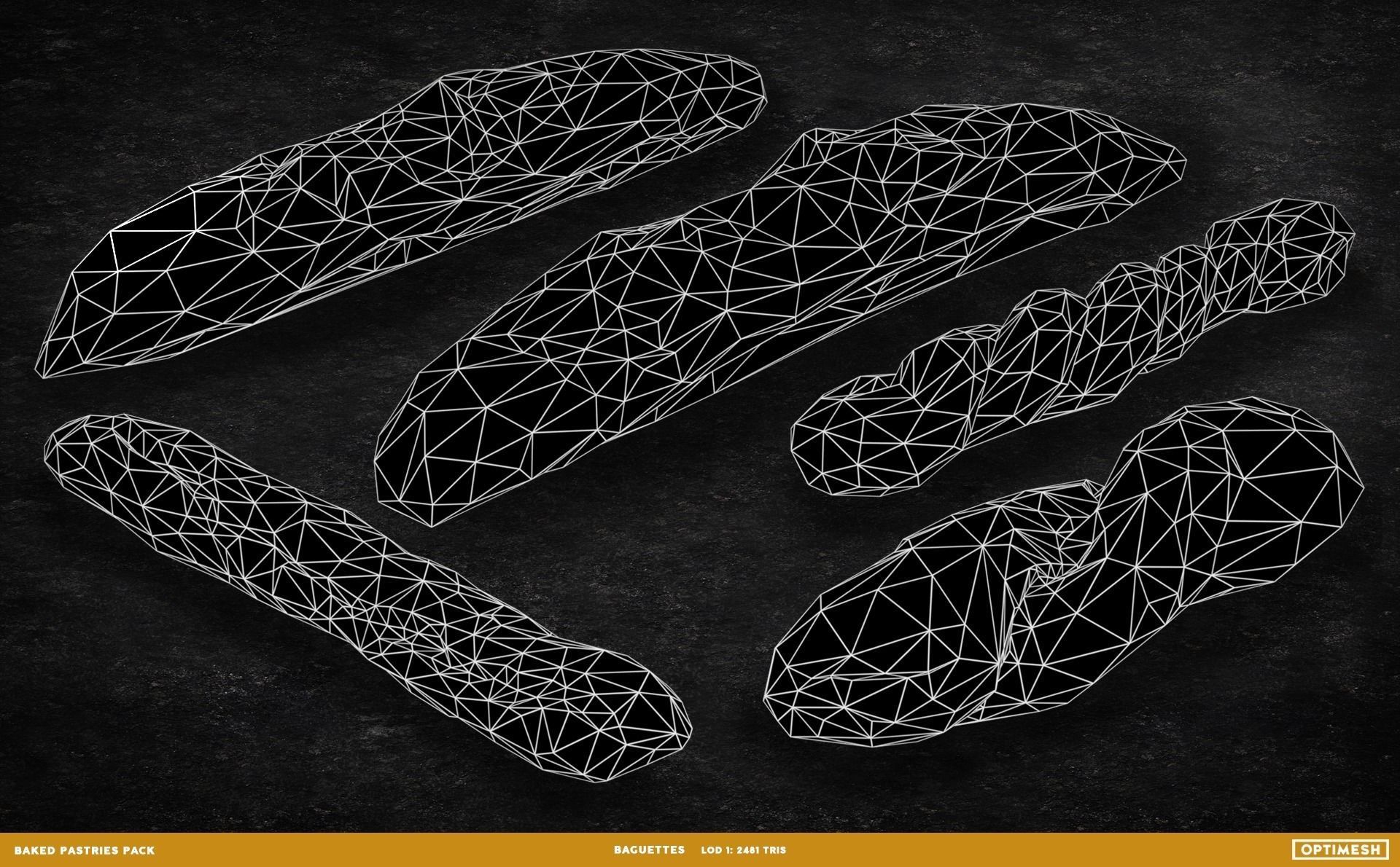 Baked Pastries Bread Buns Rolls 3D PBR Pack Low-poly 3D model_19