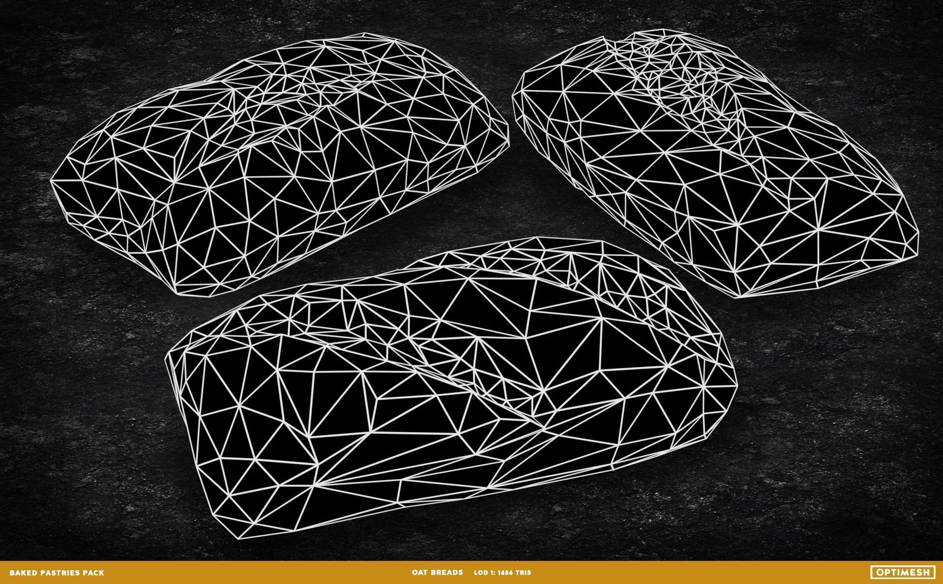 Baked Pastries Bread Buns Rolls 3D PBR Pack Low-poly 3D model_35