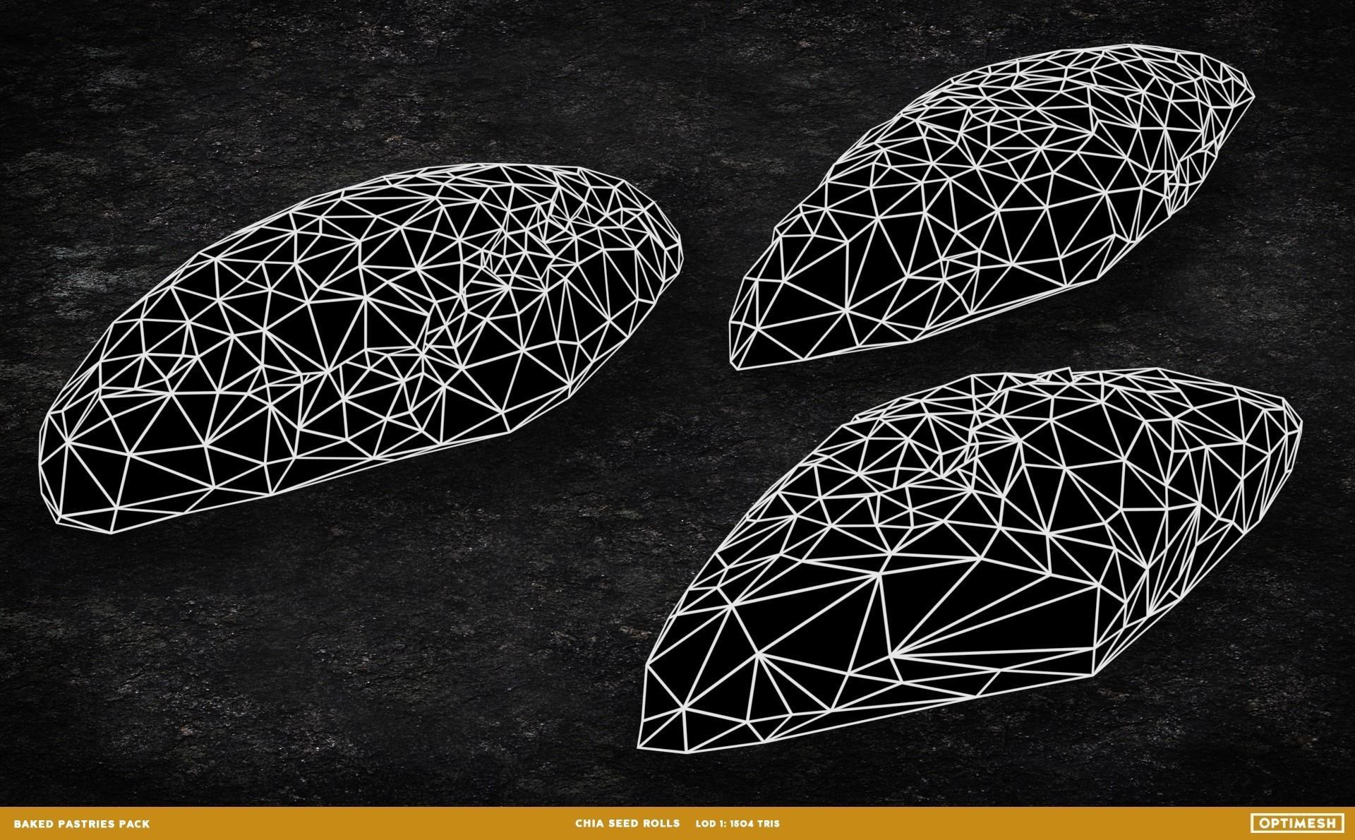 Baked Pastries Bread Buns Rolls 3D PBR Pack Low-poly 3D model_23